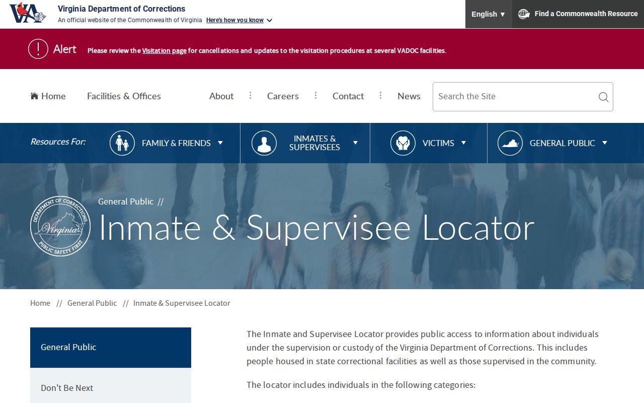 Virginia Department of Corrections locator for Richmond City state custody follow-up